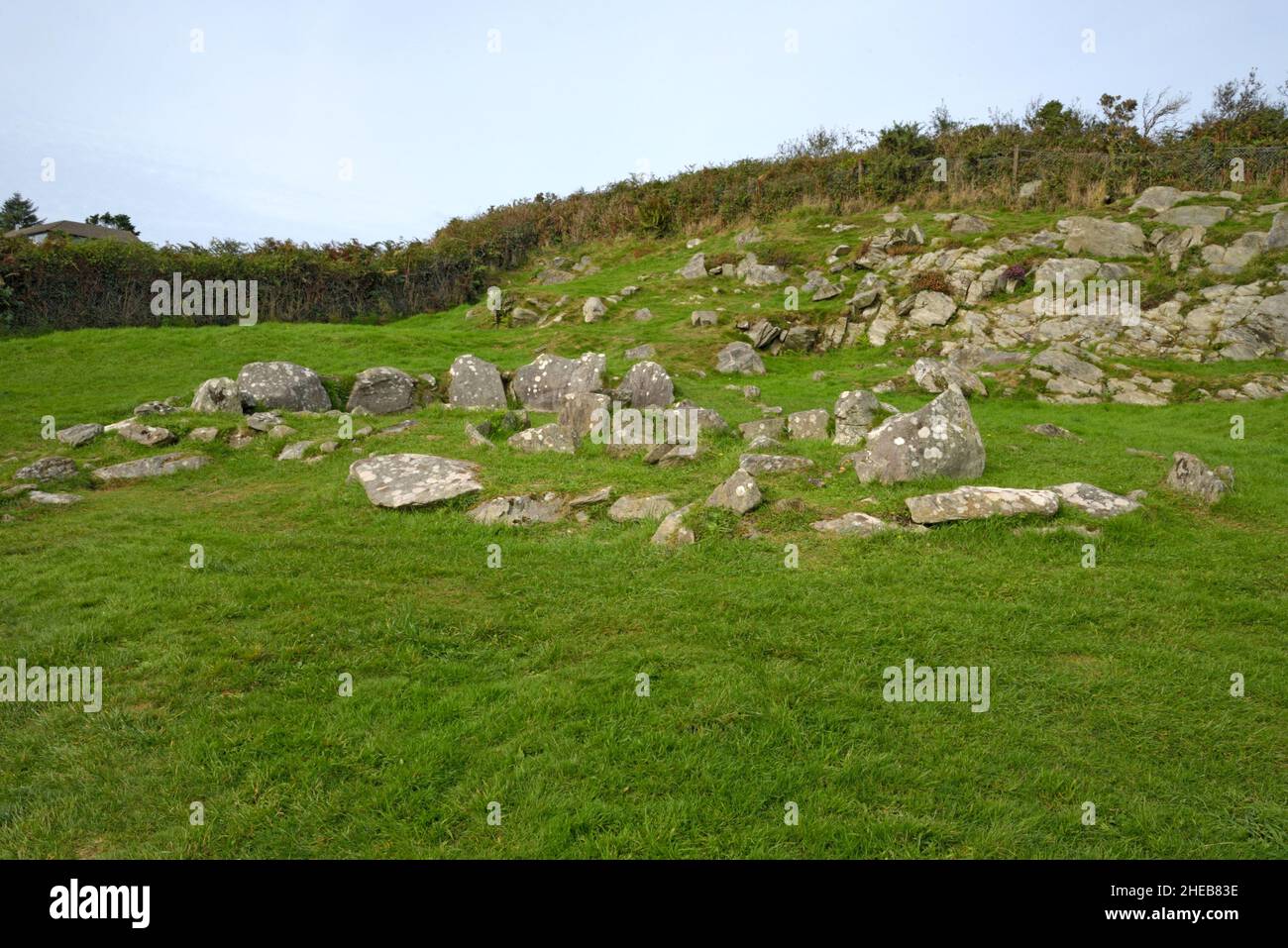 Ancient Hut Site at Drombeg Stone Circle site Near Glandore Stock Photo