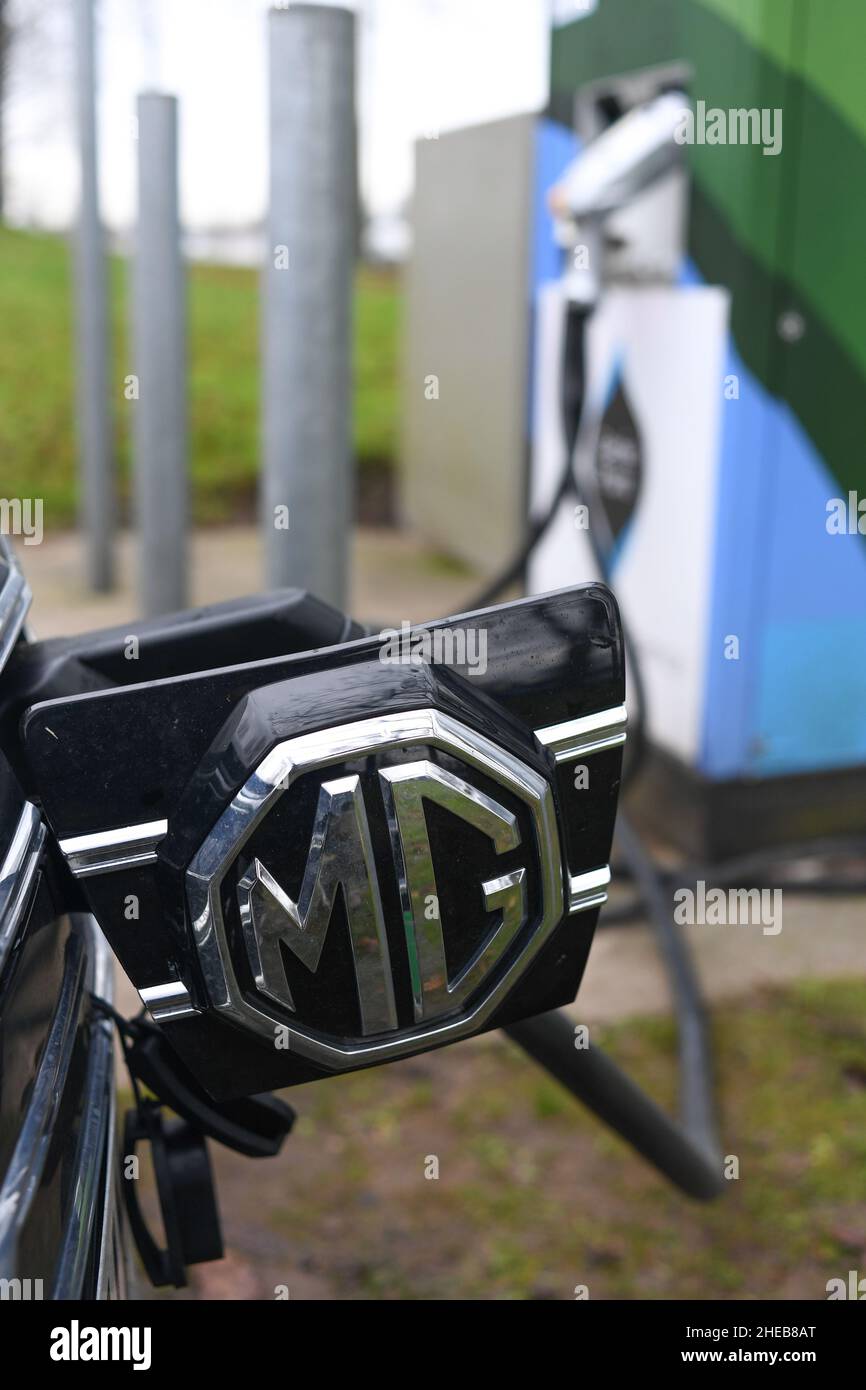 MG EV long range estate charging at a Genie point charge point at