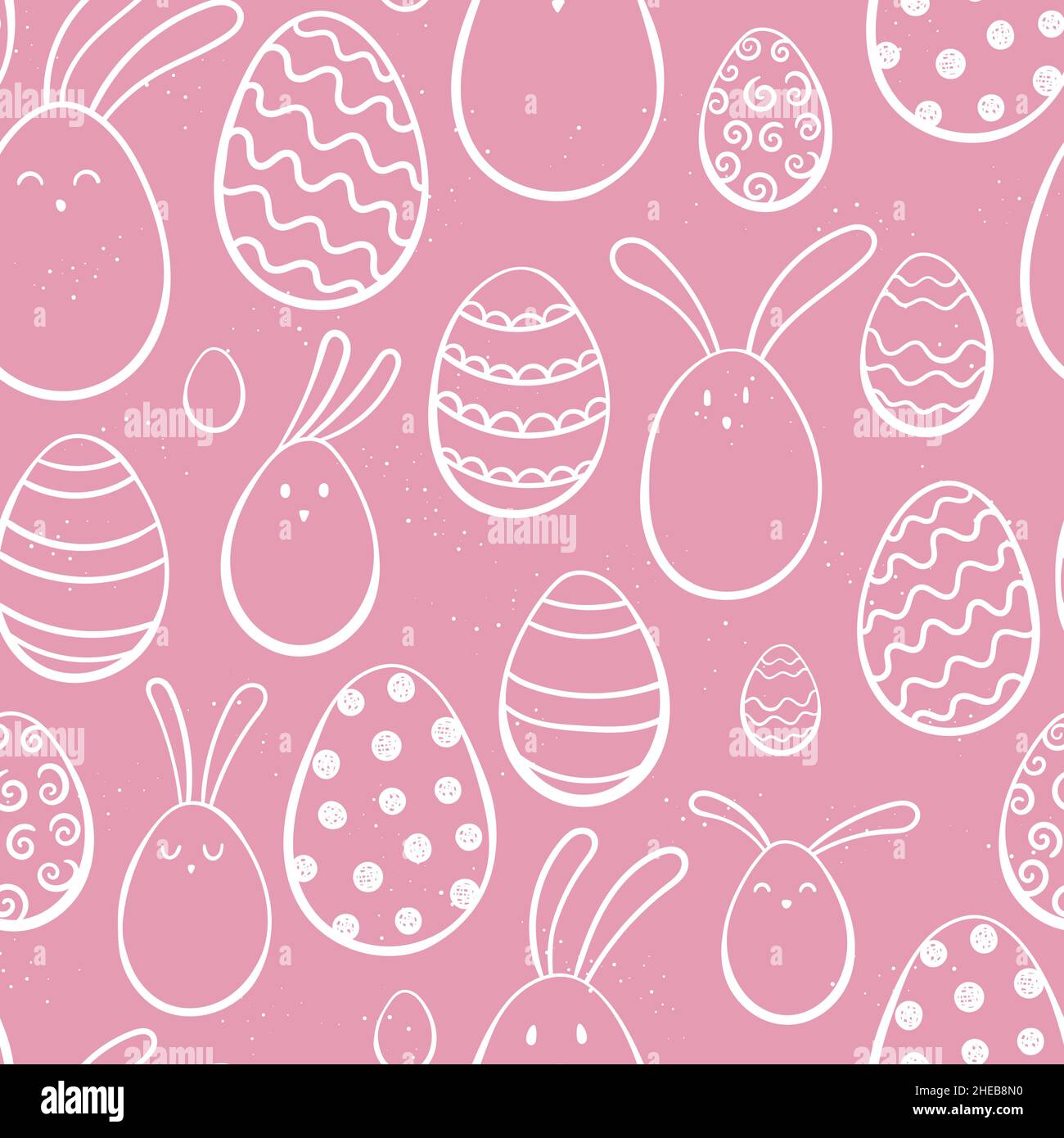 Fun hand drawn Easter seamless pattern, cute bunnies and Easter eggs, great for textiles, banners, wallpapers, wrapping - vector design Stock Vector