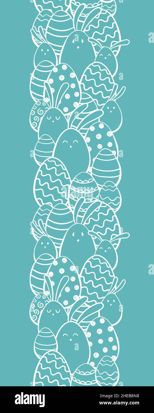 Fun hand drawn Easter seamless pattern, cute bunnies and Easter eggs, great for textiles, banners, wallpapers, wrapping - vector design Stock Vector