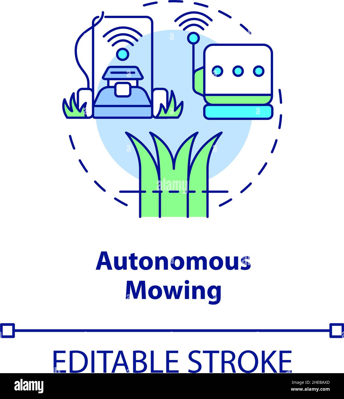 Autonomous mowing concept icon Stock Vector