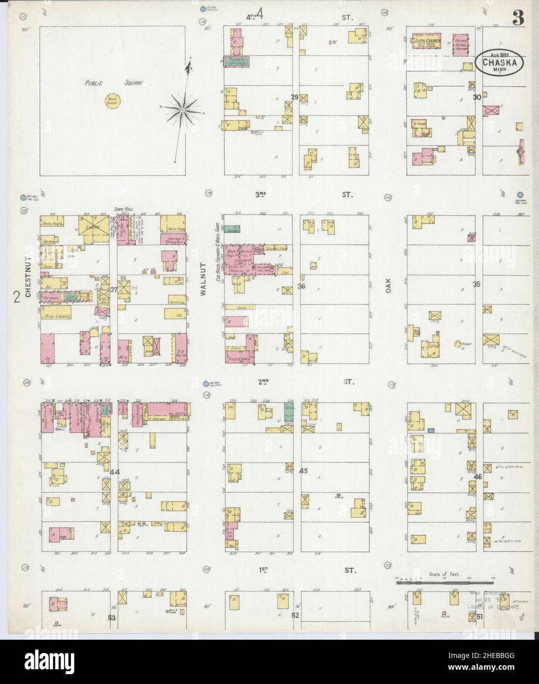 Sanborn Fire Insurance Map from Chaska, Carver County, Minnesota Stock