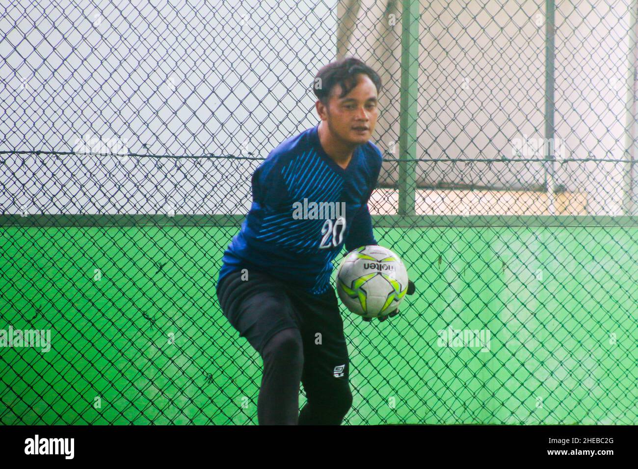 BOGOR, INDONESIA - January 09, 2022: Amputee Football Team training session in Bogor, Indonesia, on January 09, 2022 Stock Photo