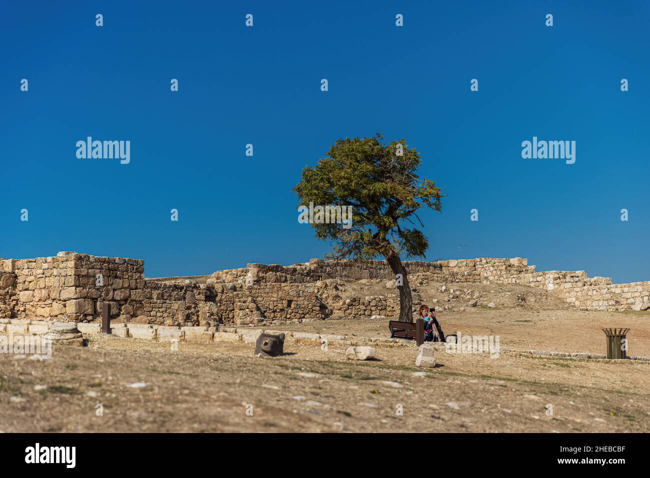 AMMAN, JORDAN - SEPTEMBER 27, 2021: Amman citadel, a historical site at the center of downtown Amman Stock Photo
