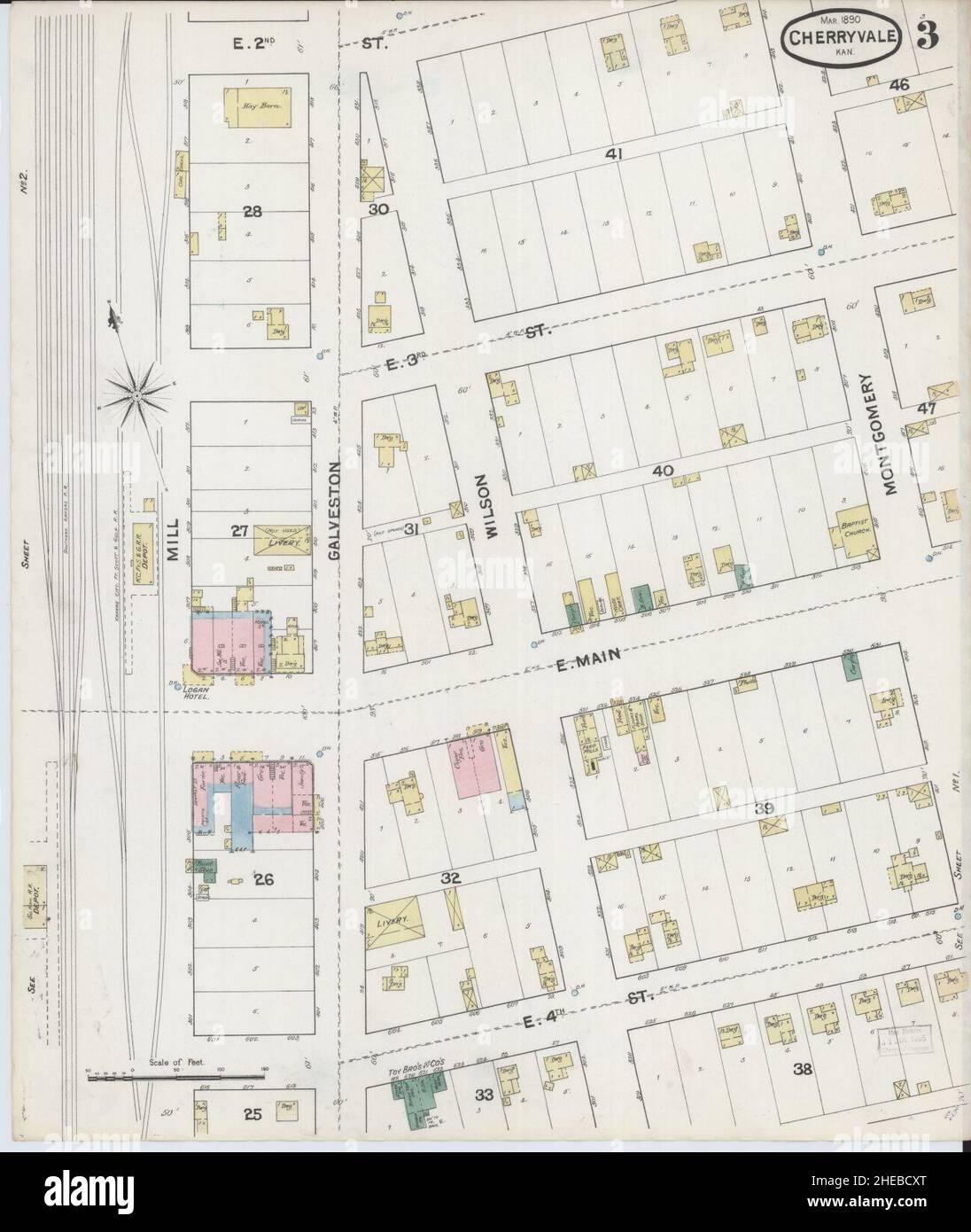 Sanborn Fire Insurance Map from Cherryvale, Montgomery County, Kansas. Stock Photo