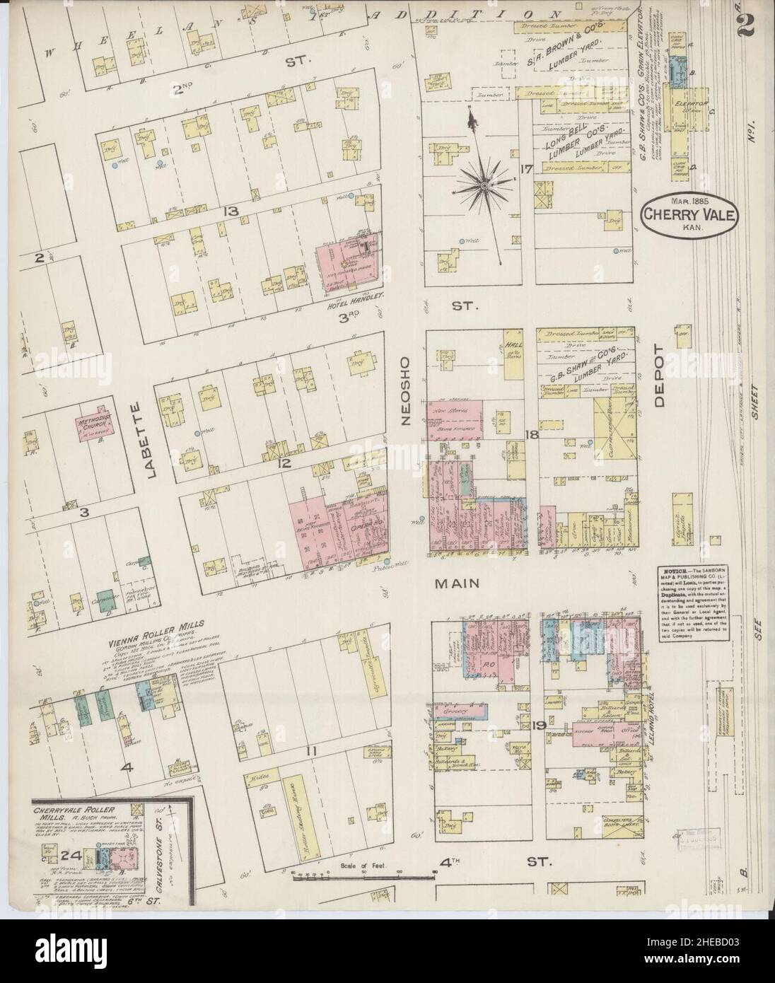 Sanborn Fire Insurance Map from Cherryvale, Montgomery County, Kansas. Stock Photo