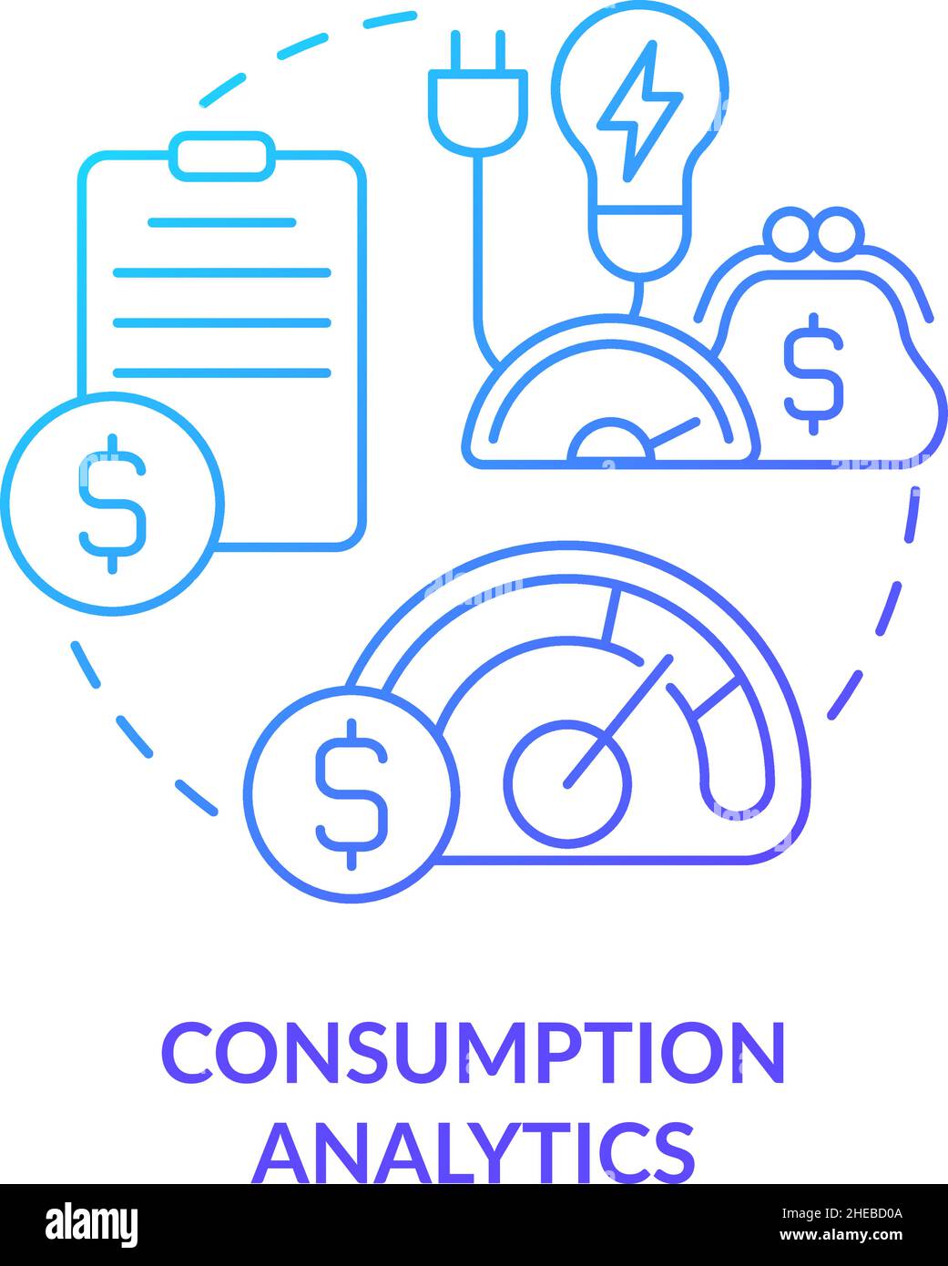 Consumption analytics blue gradient concept icon Stock Vector