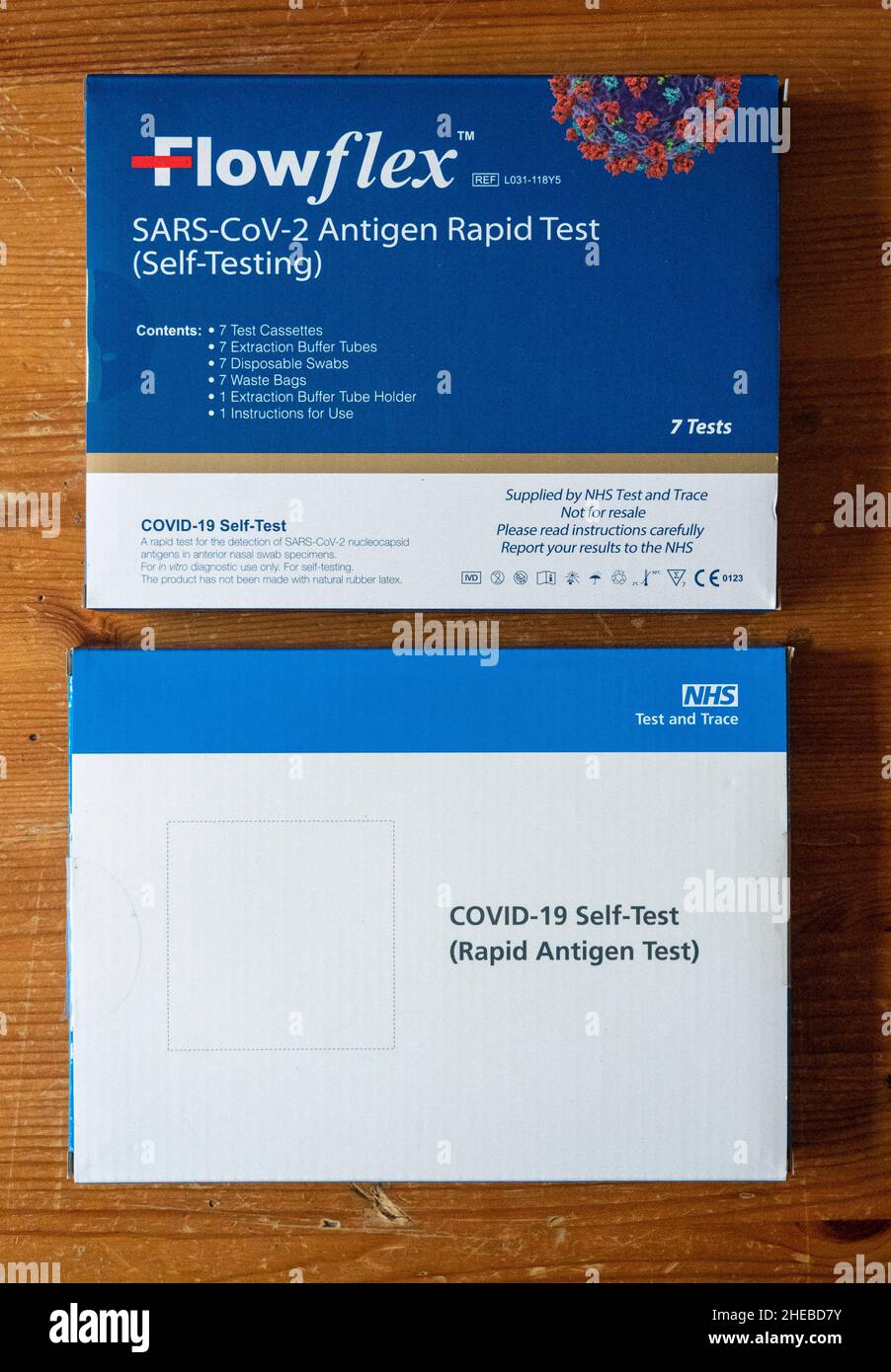 NHS approved and FlowFlex Covid19 Rapid Antigen Testing kits Stock
