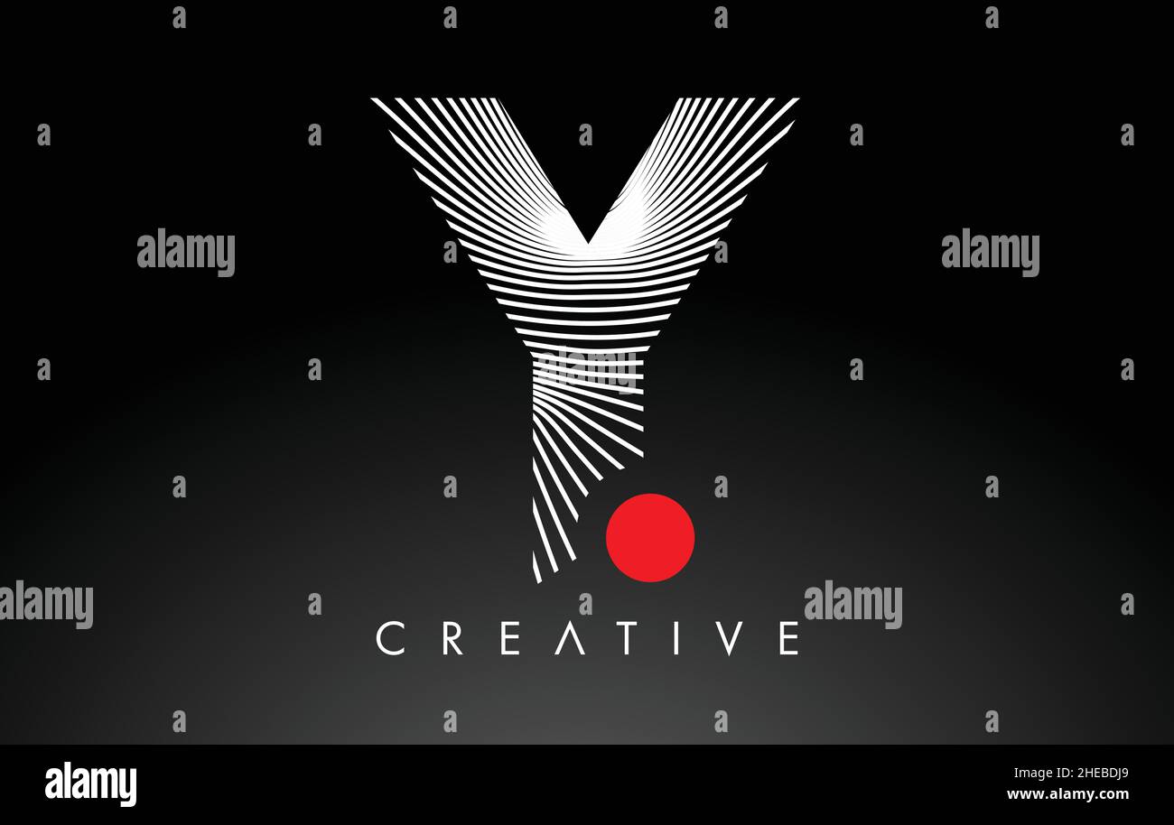 Y Letter Logo with Red Dot Circle and Warp Lines Design Vector ...