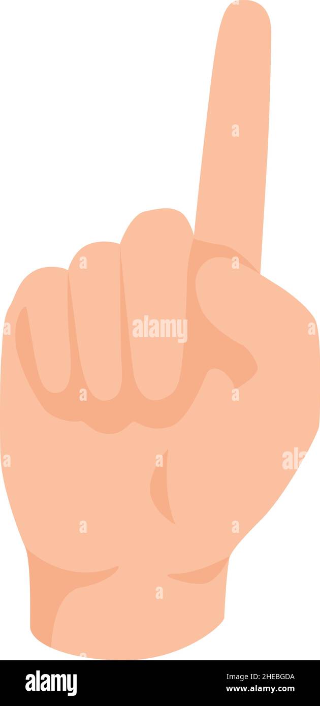One finger up symbol, hand and arm. Vector finger up, hand gesture one ...