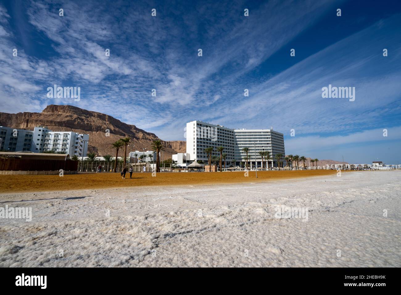 Resort hotel and spa on the shore of the Dead Sea, Ein Bokek, Israel ...