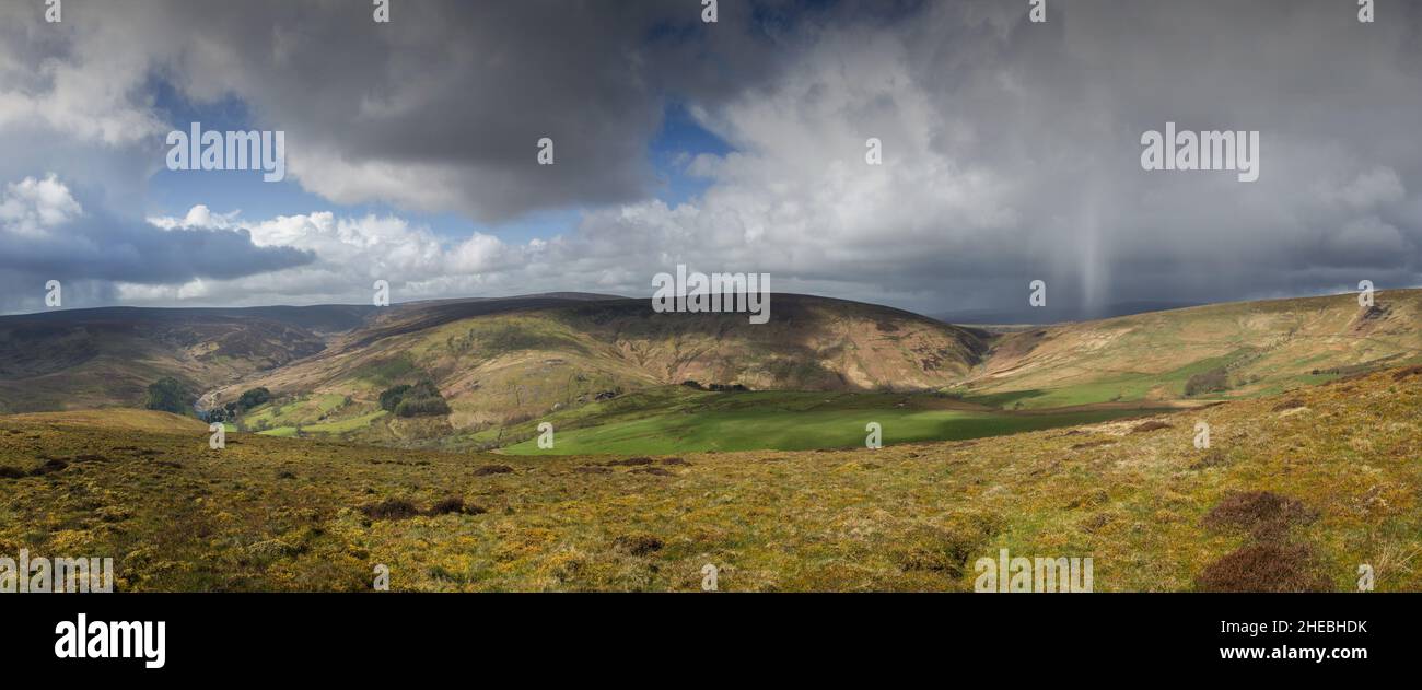 Panorama of The Trough of Bowland from Sykes Nab, The Forest of Bowland Lancashire Stock Photo