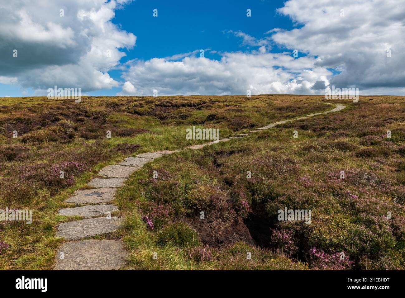 Paved footpath on Pendle Hill in Lancashire Stock Photo