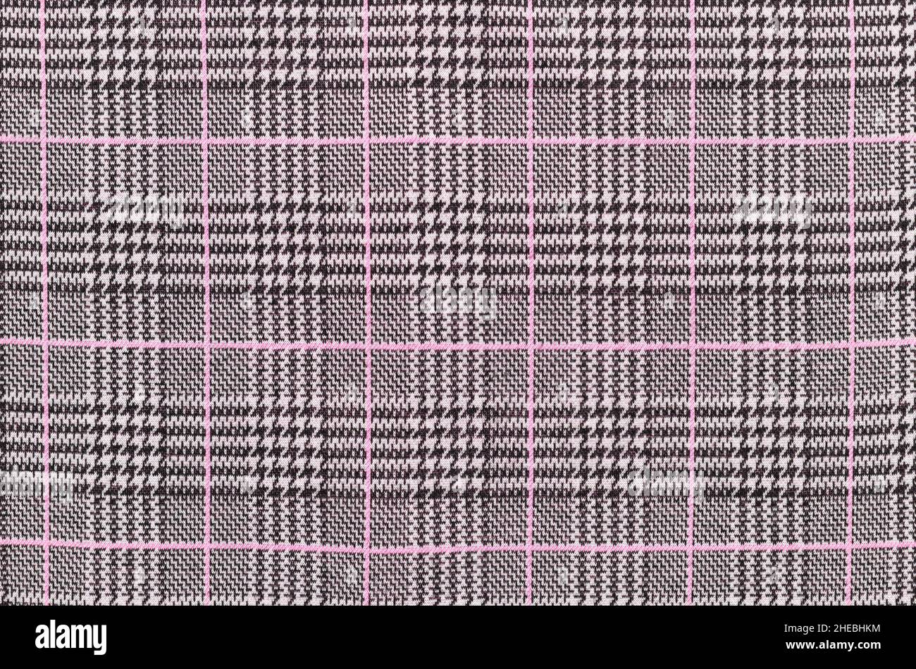 Black, white and pink tartan texture background. houndstooth pattern Stock Photo
