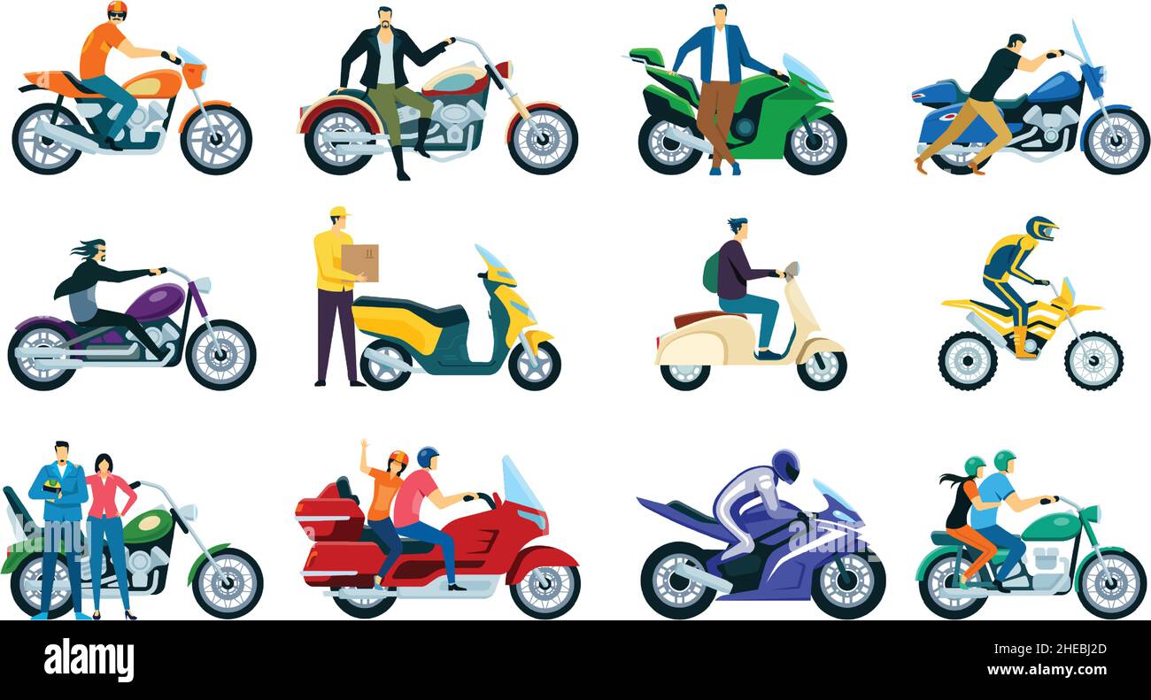 Motorcycle riders couple young riding Stock Vector Images - Alamy