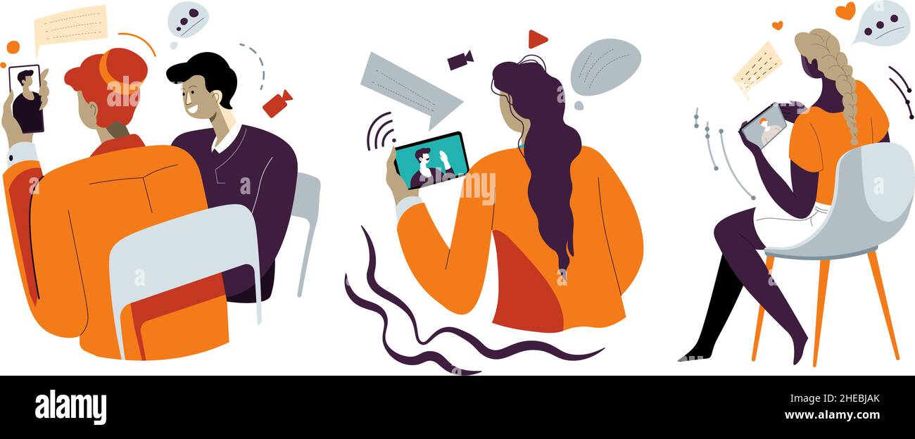 People communicating via internet applications Stock Vector