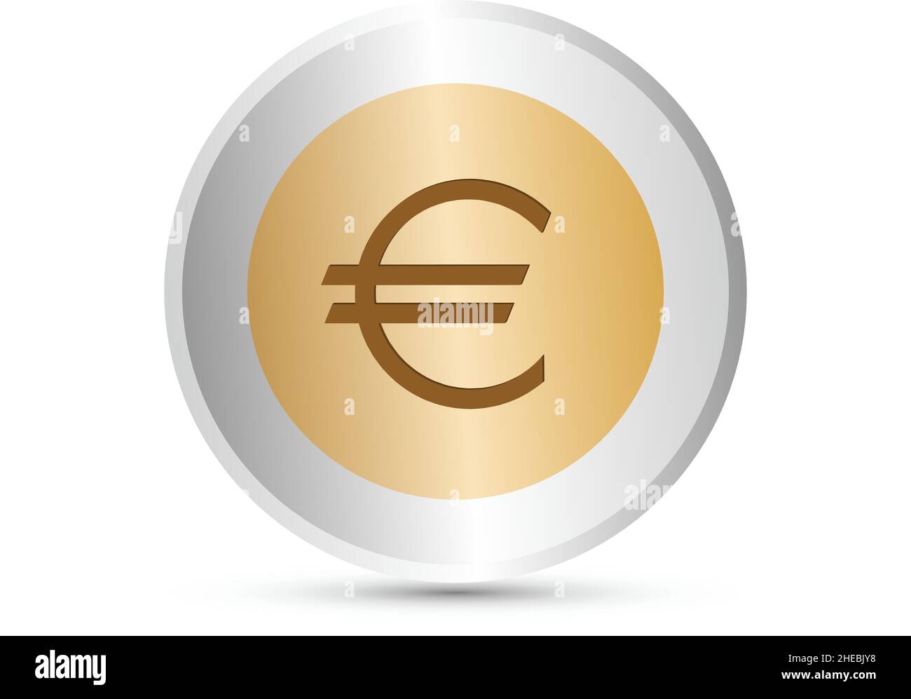 The European Union euro coin symbol on white background Stock Vector