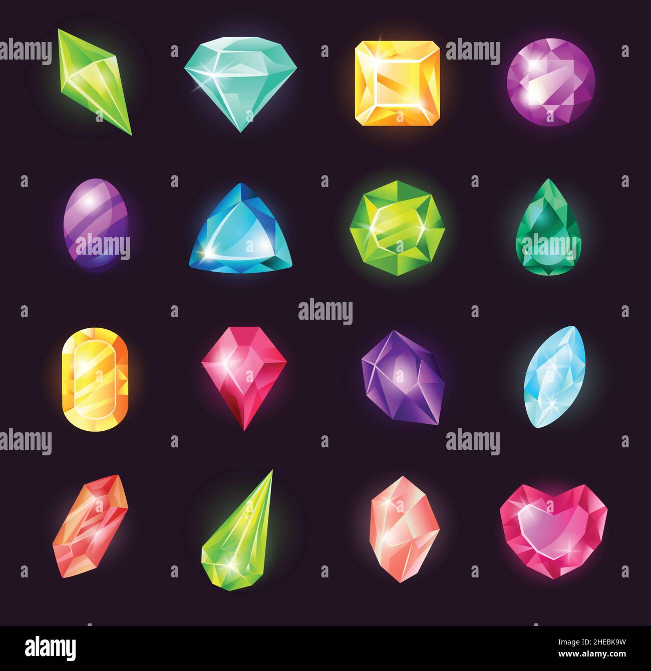 Gemstones icons, cut gems and crystals of round, square or diamond shape.  Vector jewelry, rhinestone and brilliant, sapphire and amethyst. Luxury  prec Stock Vector Image & Art - Alamy