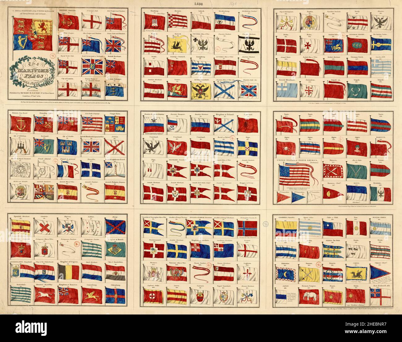 The maritime flags of all nations, from 1832 Stock Photo Alamy