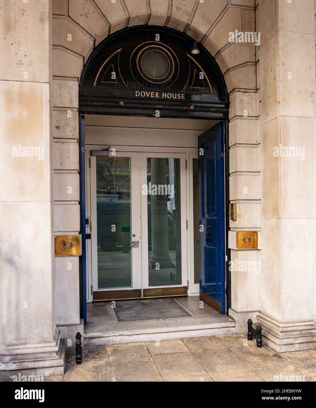Dover House entrance; UK Government office on Whitehall, Westminster, London, currently the