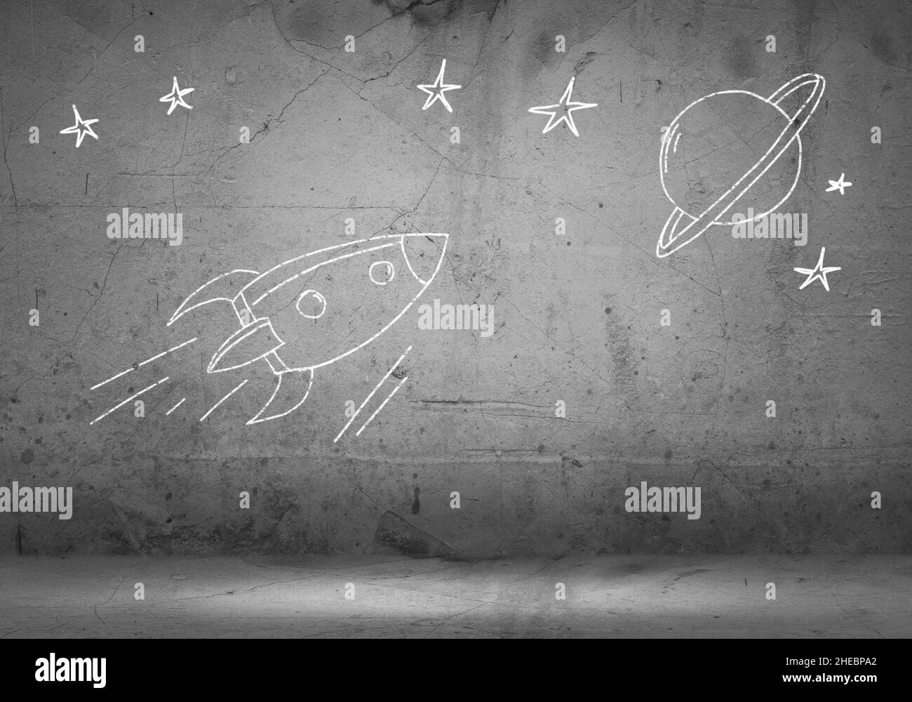 Cartoon space rocket Stock Photo