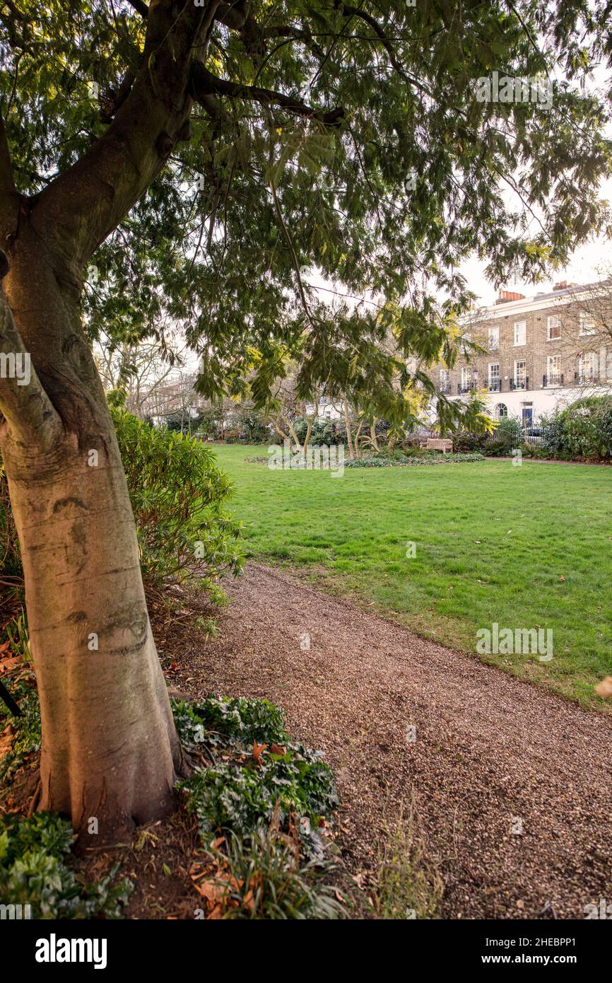 The garden of Paultons Square, a garden square in Chelsea, London