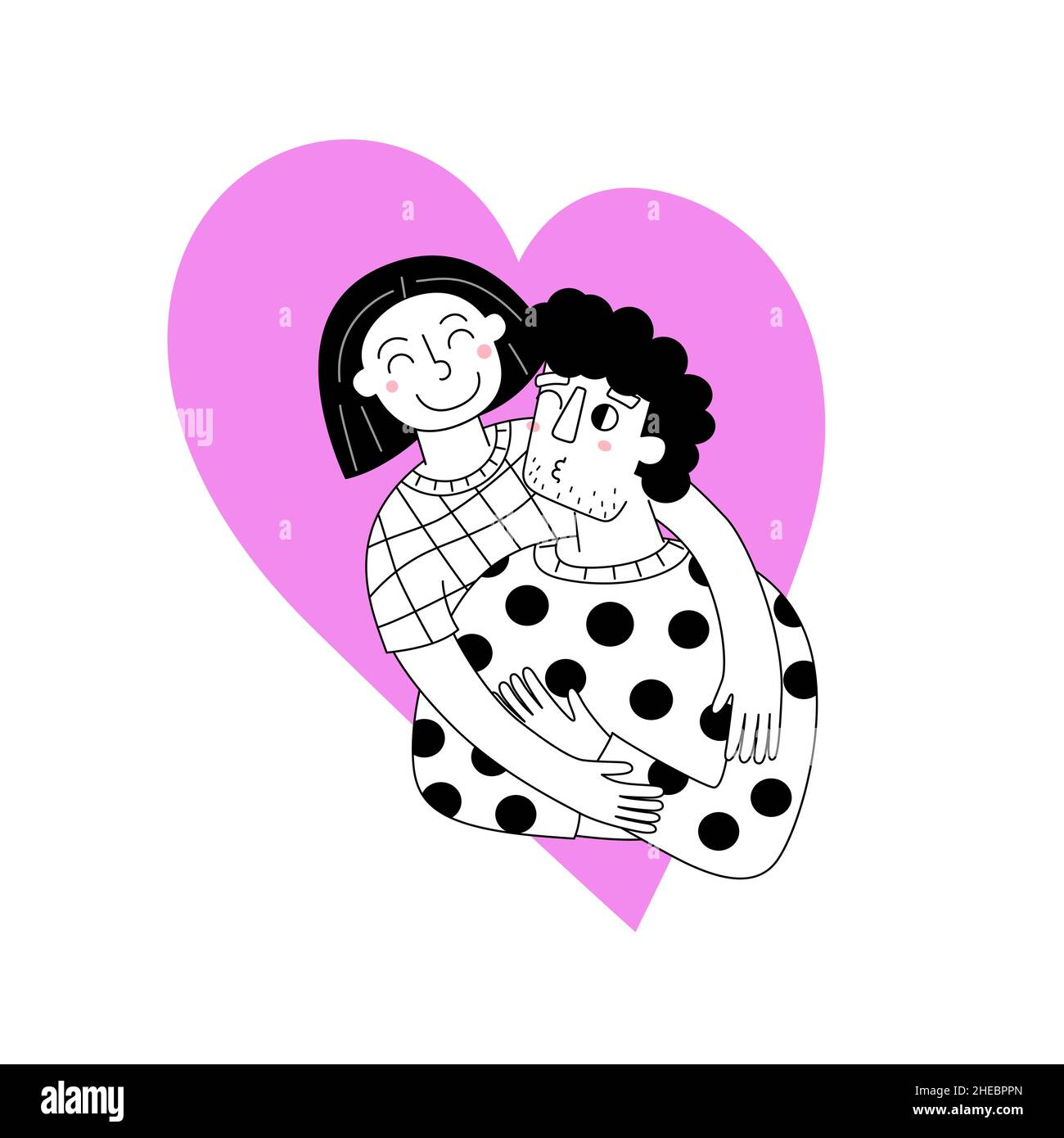 Couple in love on pink heart background Stock Vector Image & Art - Alamy