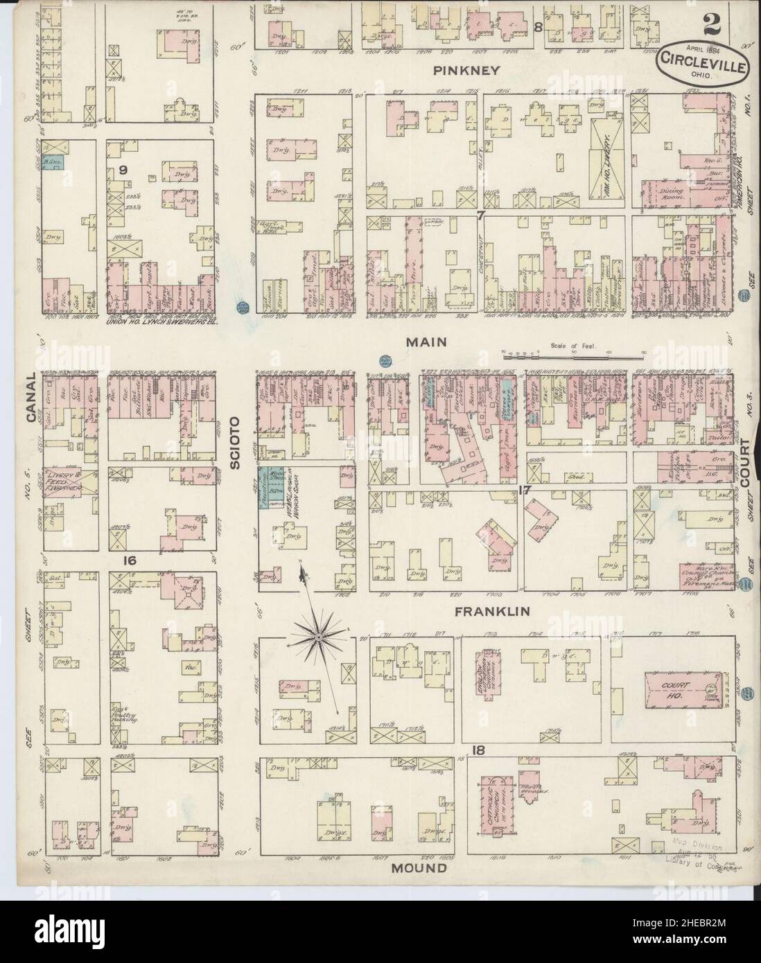 Sanborn Fire Insurance Map from Circleville, Pickaway County, Ohio. Stock Photo