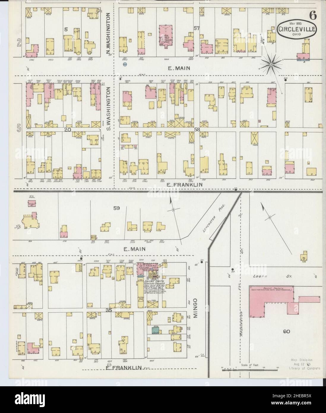 Sanborn Fire Insurance Map from Circleville, Pickaway County, Ohio. Stock Photo