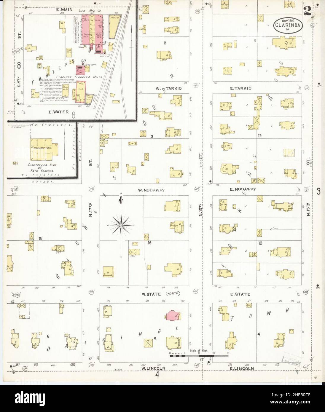 Sanborn Fire Insurance Map from Clarinda, Page County, Iowa Stock Photo