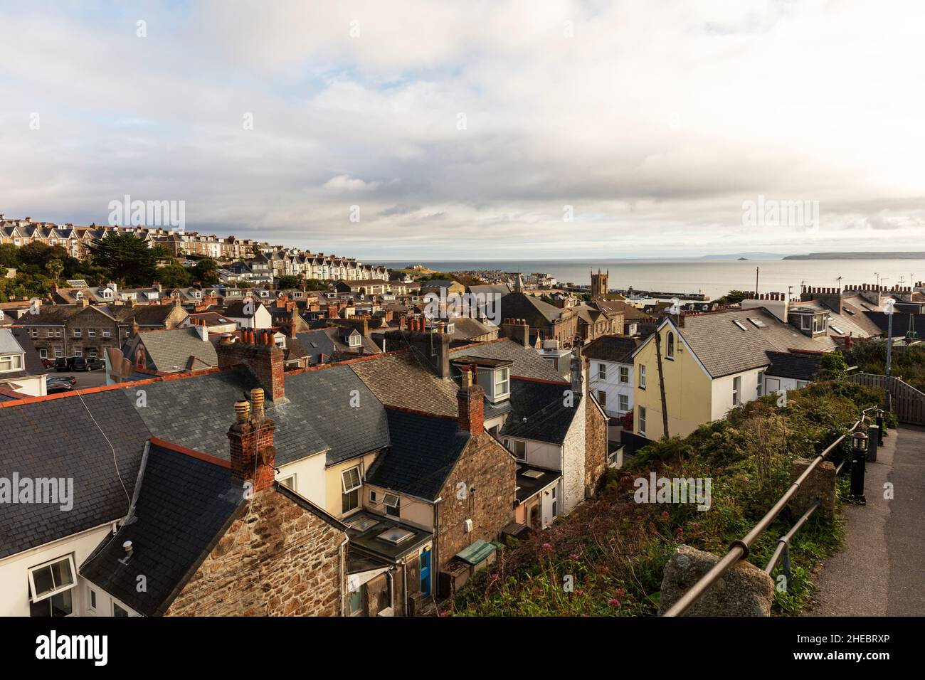 St Ives, Cornwall, UK, England, St Ives town,St Ives Cornwall, coast,coastal,coastline,sea,ocean,seascape,seaside,beach, Cornwall town, towns,houses, Stock Photo