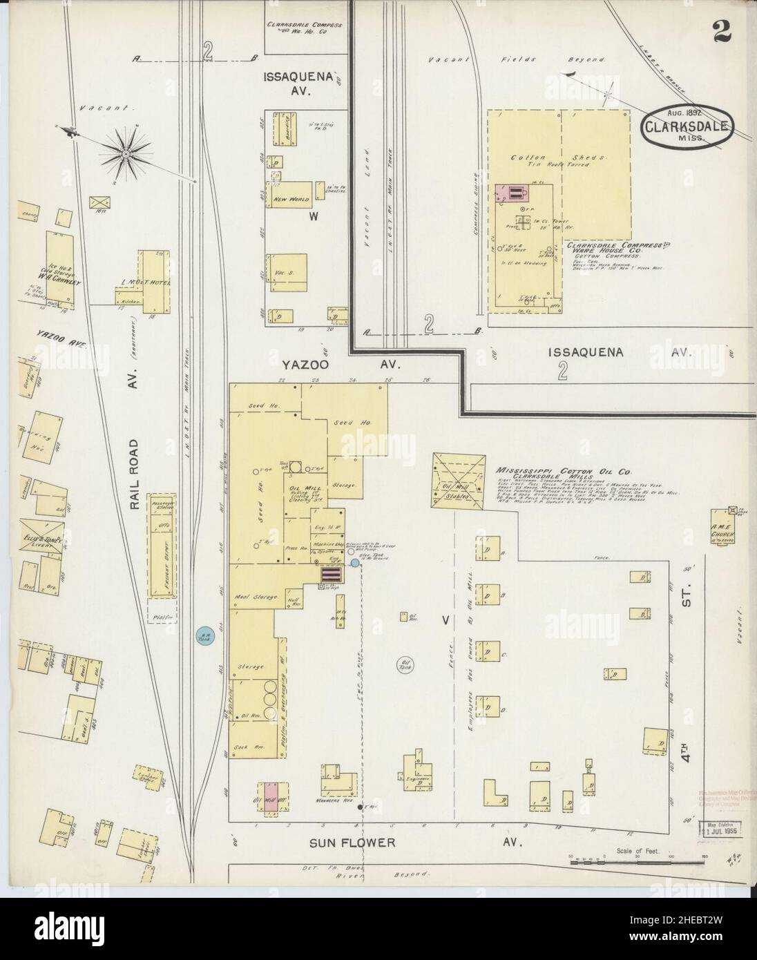 Sanborn Fire Insurance Map from Clarksdale, Coahoma County, Mississippi. Stock Photo