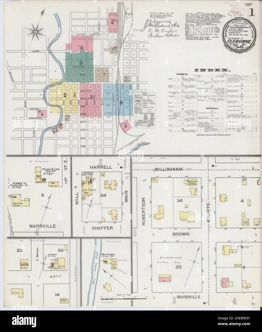 Map of cleburne hi res stock photography - Sanborn Fire Insurance Map From Cleburne Johnson County Texas 2HEBW3Y