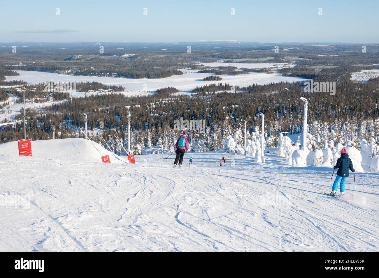Rucaski Kids skiing, Ruka ski resort, Kuusamo, Finland Stock Photo - Alamy