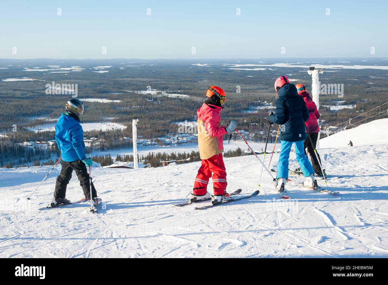 Rucaski Kids skiing, Ruka ski resort, Kuusamo, Finland Stock Photo - Alamy