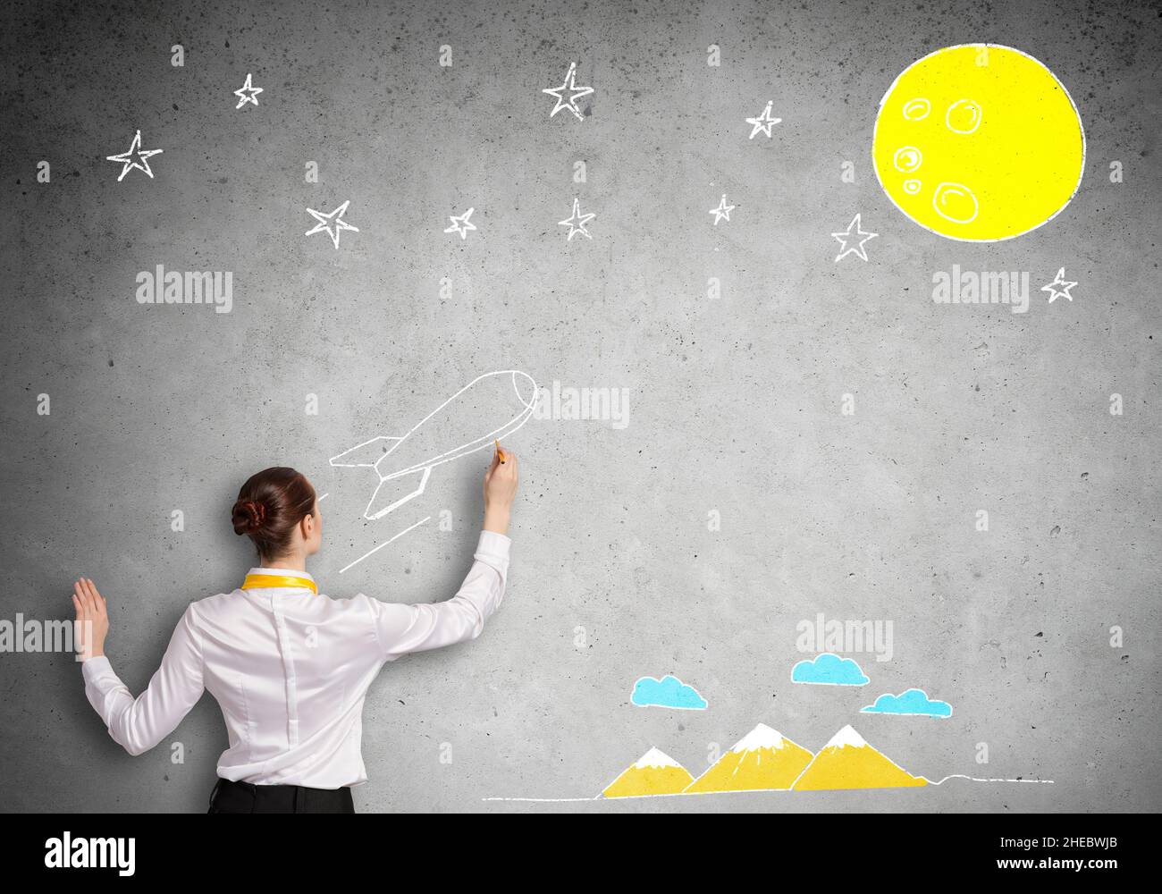 Business woman flying with rocket hi-res stock photography and images ...