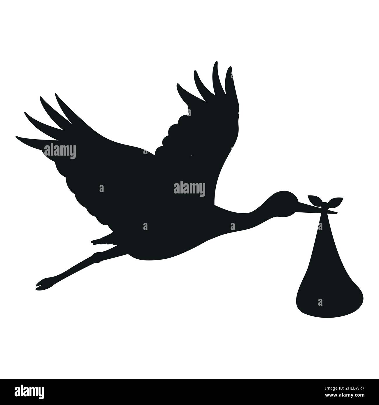 cartoon stork with newborn baby in a bag vector Stock Vector Image ...