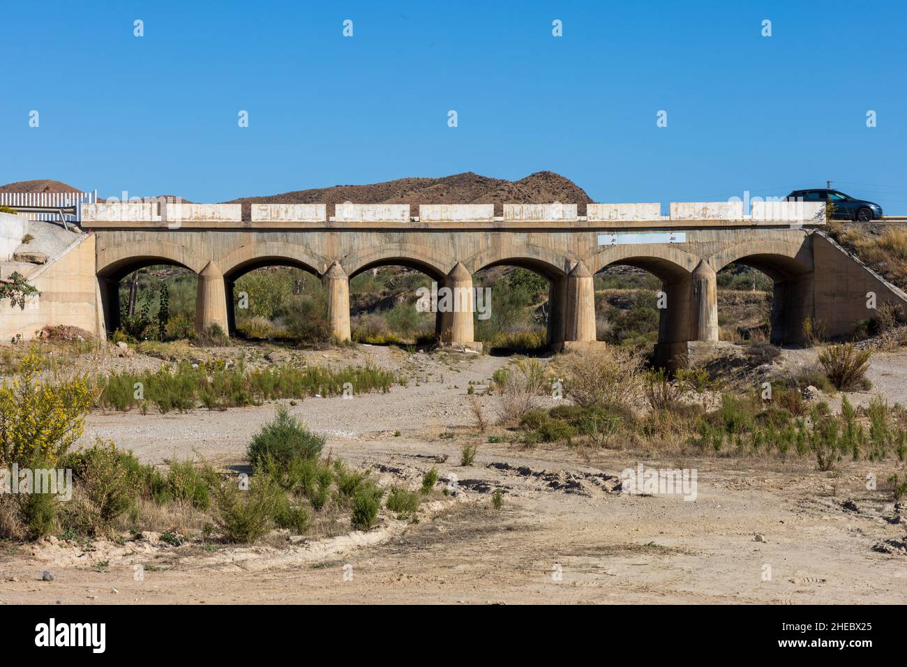 Road Bridge Over the Rambla, Albox, Almeria province, Andalucía, Spain Stock Photo