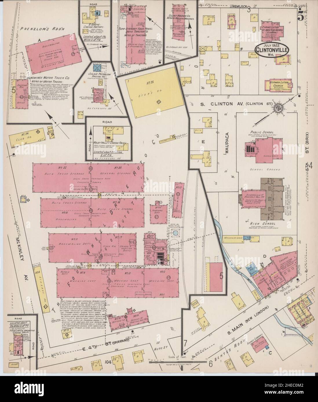 Sanborn Fire Insurance Map from Clintonville, Waupaca County, Wisconsin. Stock Photo
