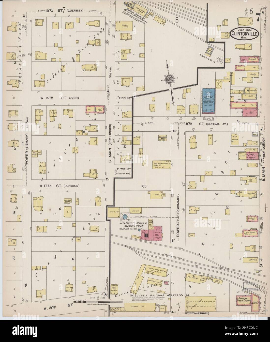 Sanborn Fire Insurance Map from Clintonville, Waupaca County, Wisconsin. Stock Photo