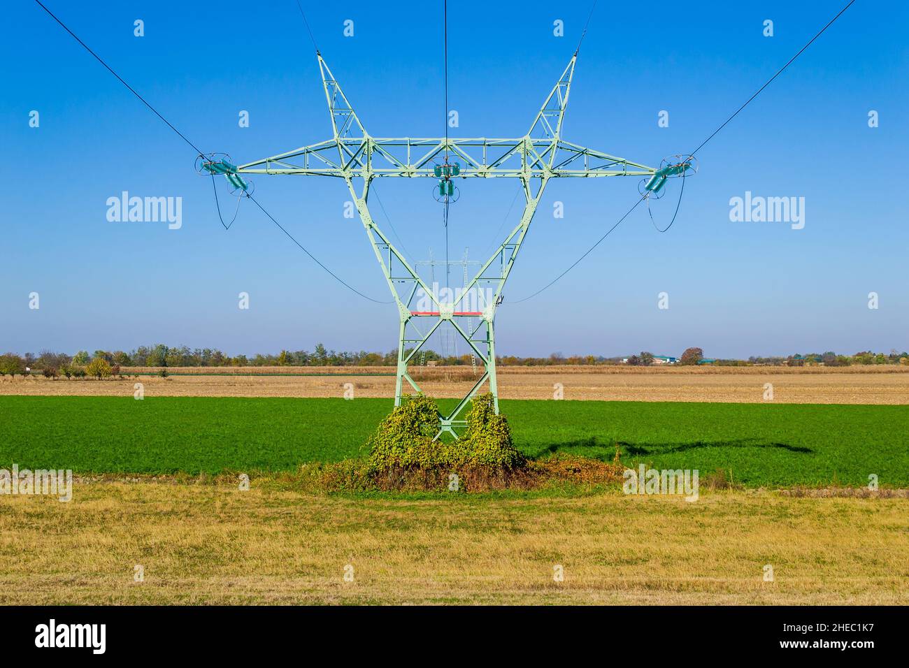 High-voltage electric power lines. Stock Photo