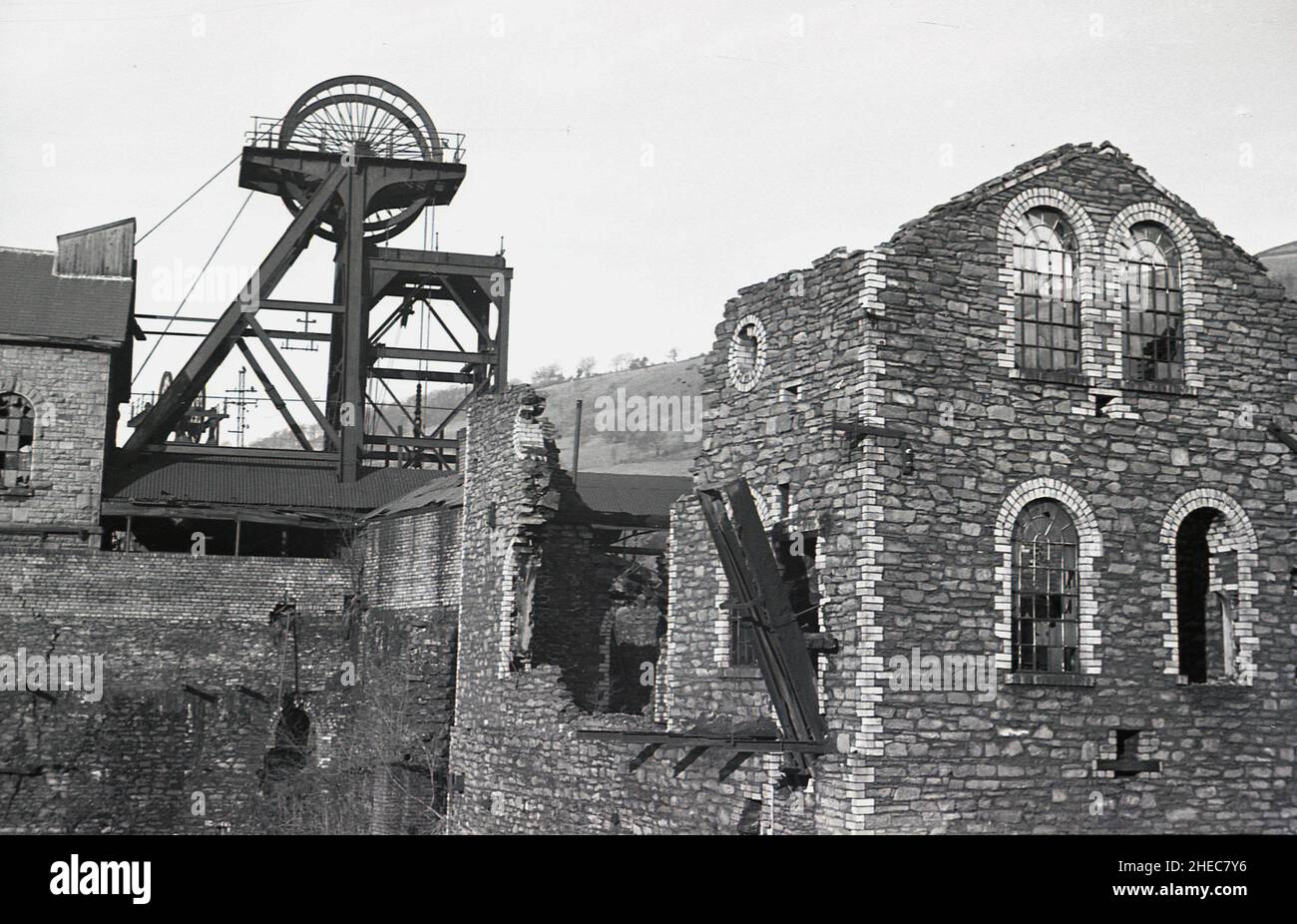 1950s, historical, abandoned iron ore mine, South Wales, UK. Stock Photo