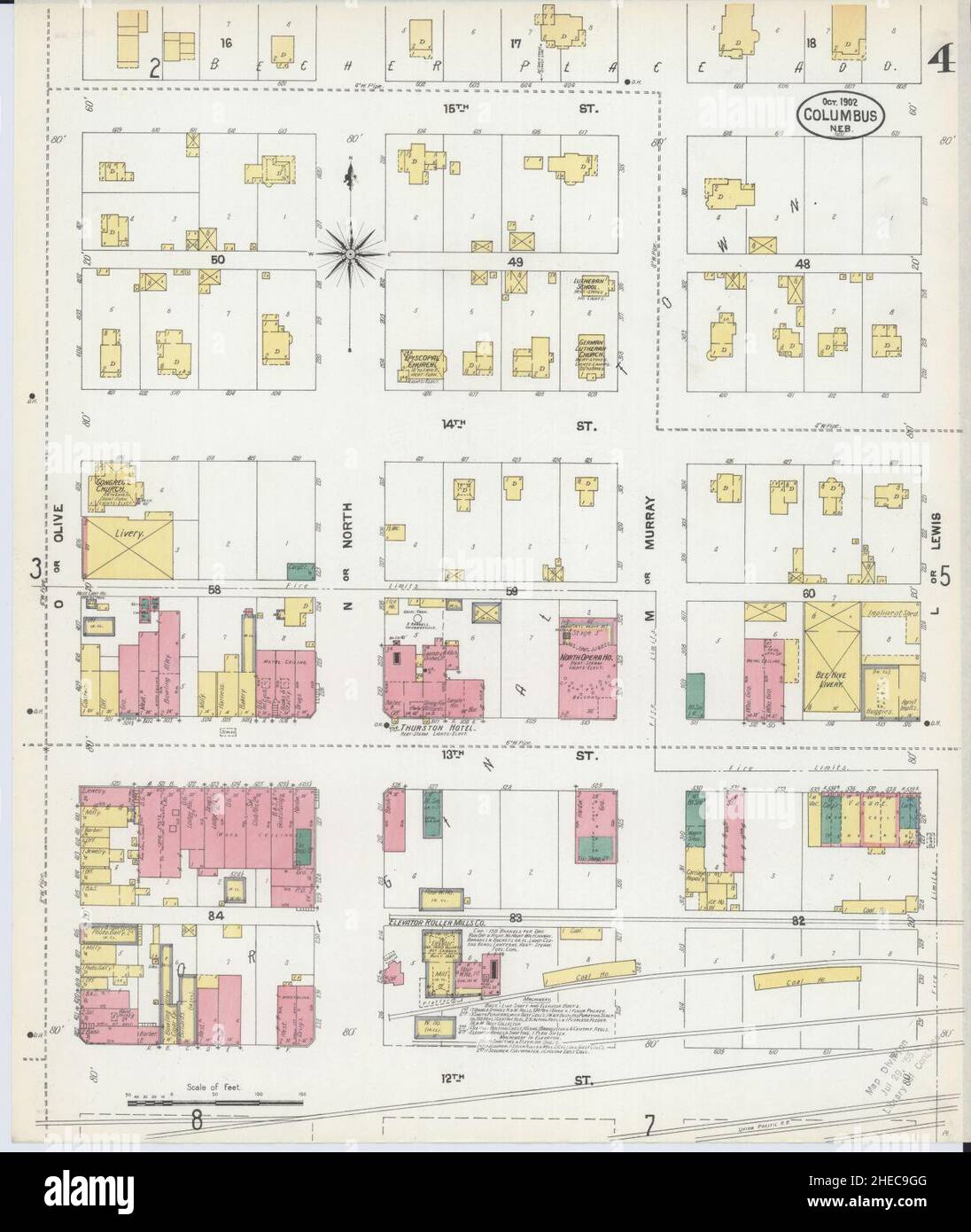 Sanborn Fire Insurance Map from Columbus, Platte County, Nebraska. Stock Photo