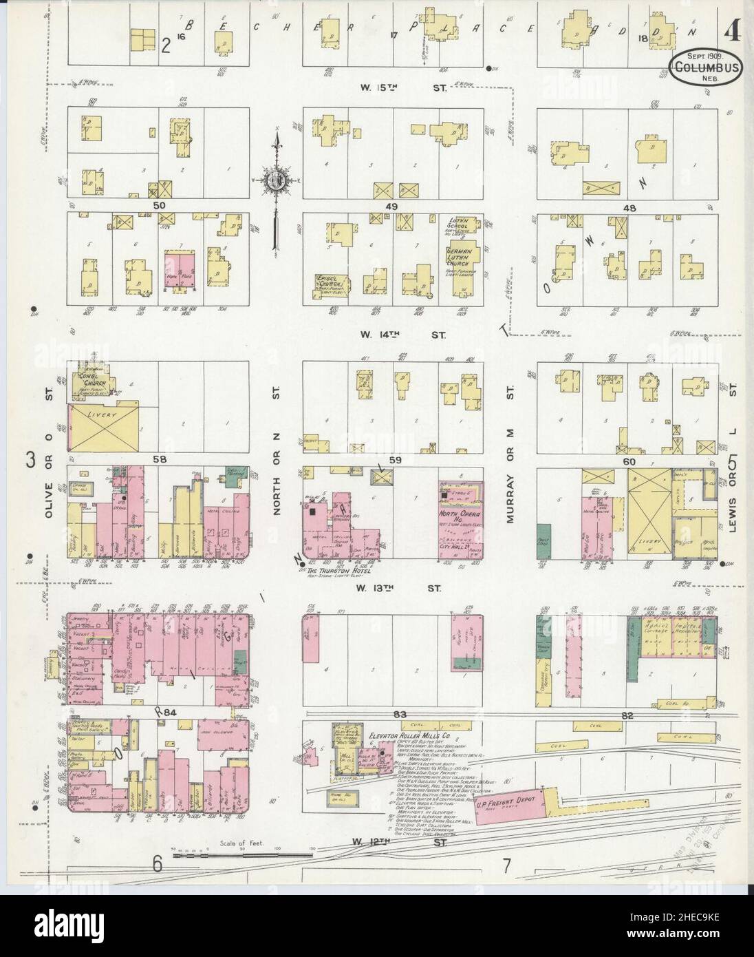 Sanborn Fire Insurance Map from Columbus, Platte County, Nebraska. Stock Photo