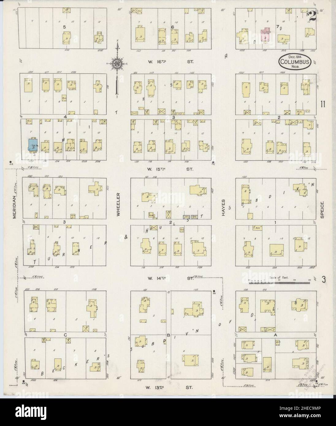 Sanborn Fire Insurance Map from Columbus, Platte County, Nebraska. Stock Photo