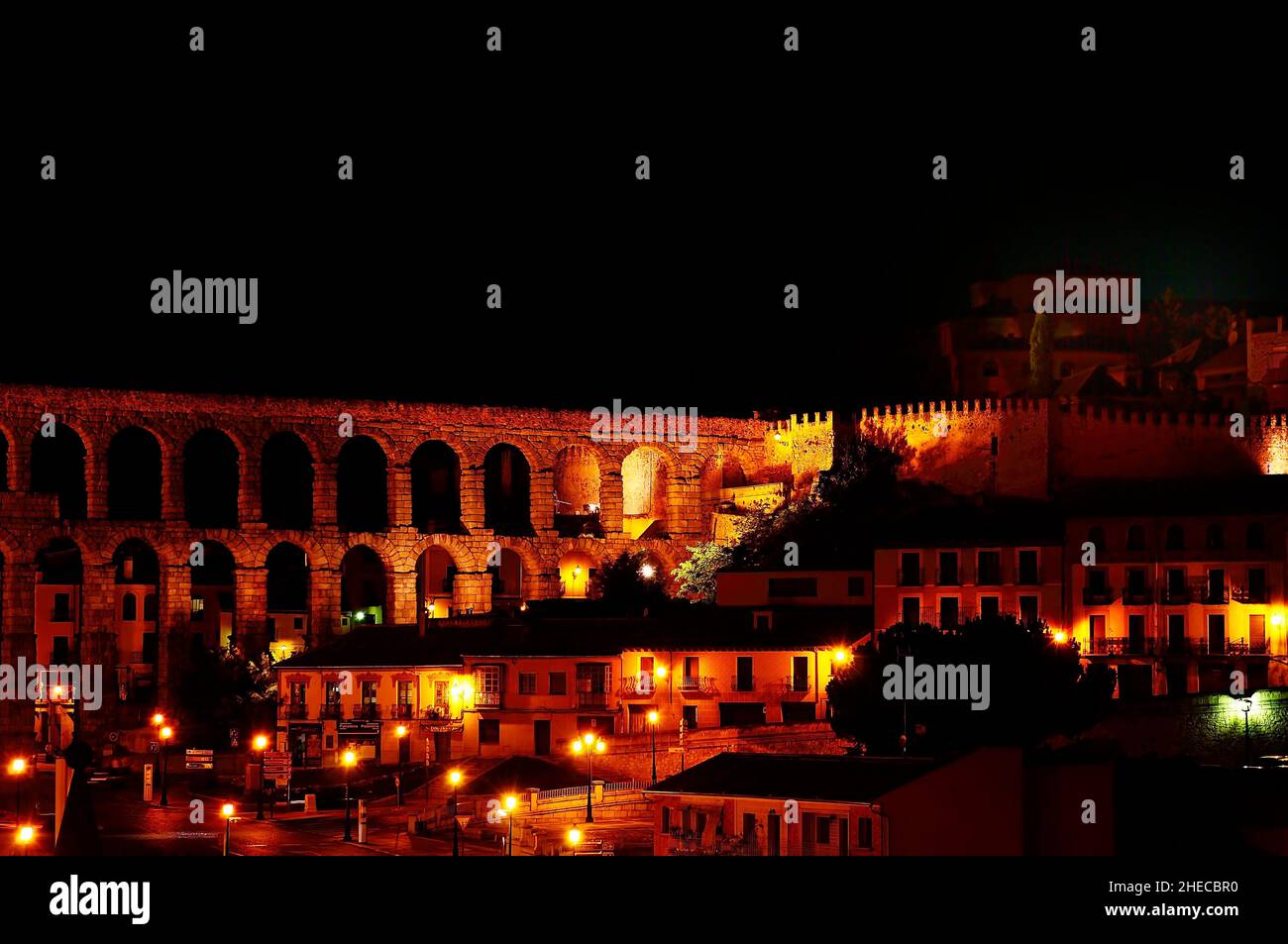 Night photography over the aqueduct of Segovia Stock Photo - Alamy