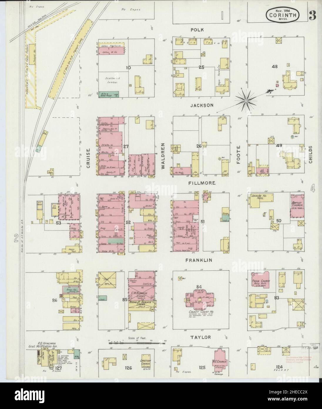 Sanborn Fire Insurance Map from Corinth, Alcorn County, Mississippi. Stock Photo