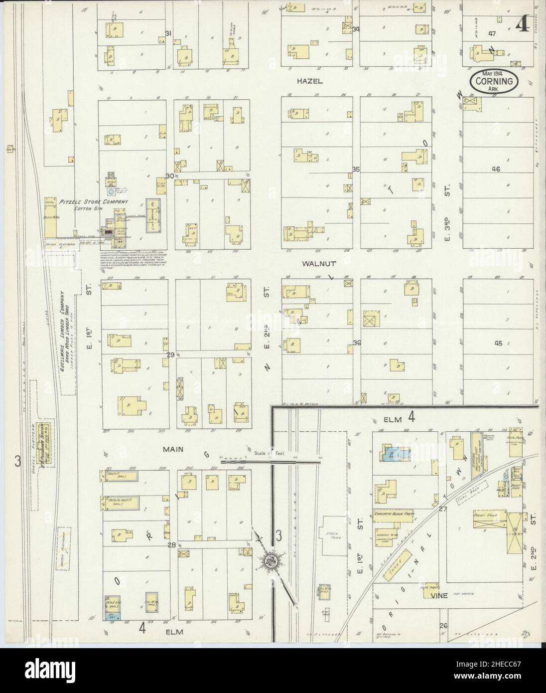 Sanborn Fire Insurance Map from Corning, Clay County, Arkansas Stock