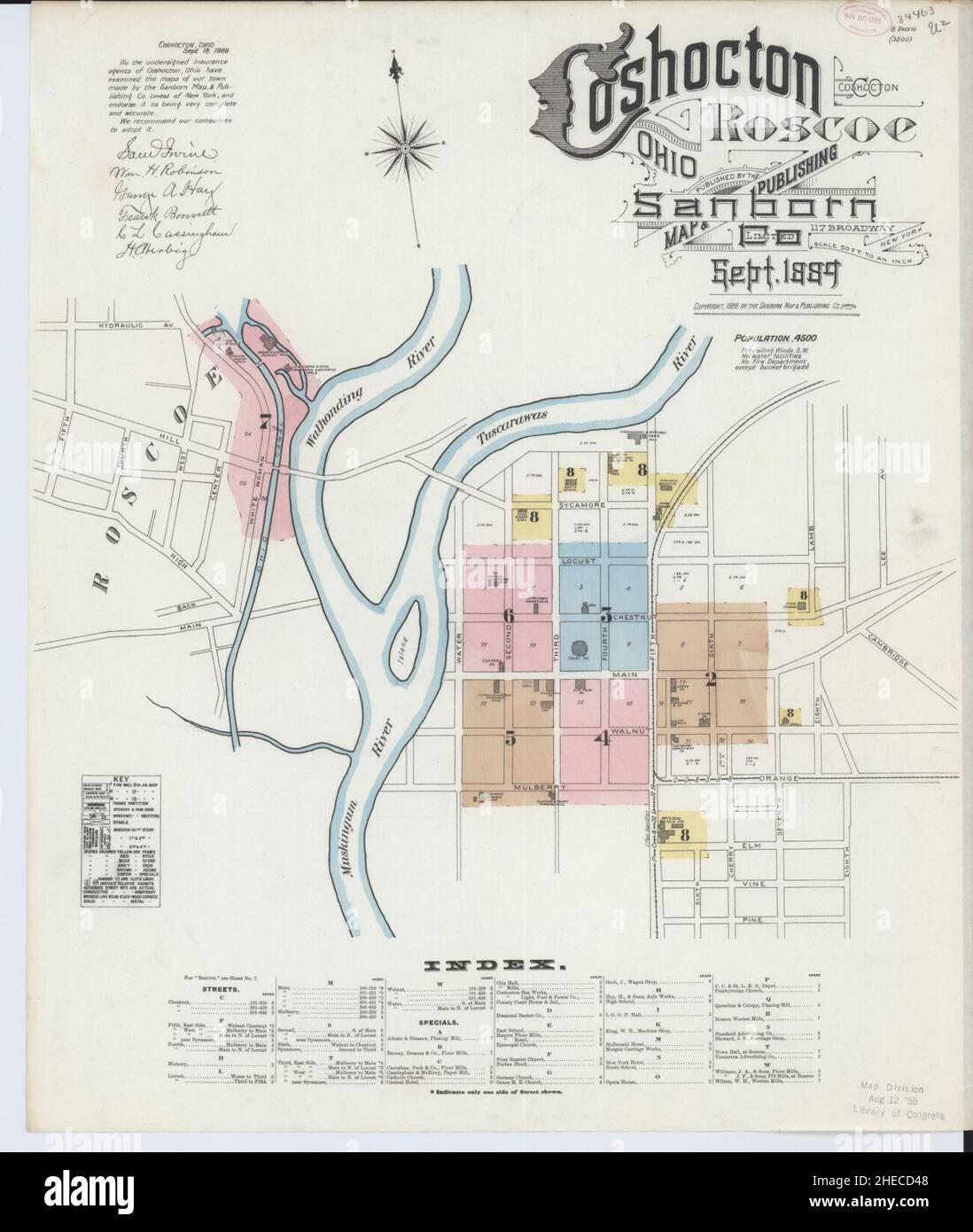 Sanborn Fire Insurance Map from Coshocton, Coshocton County, Ohio. Stock Photo