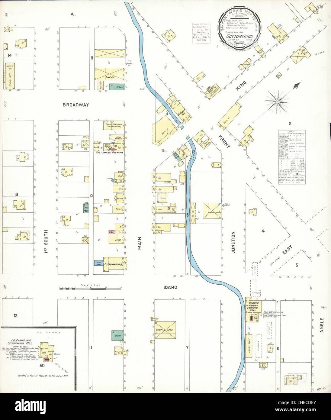 Sanborn Fire Insurance Map from Cottonwood, Idaho County, Idaho Stock